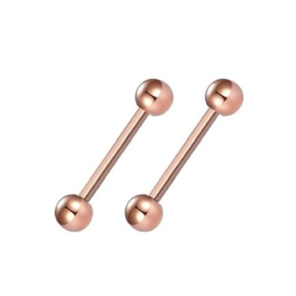 Stainless Steel Rose Gold Straight Barbell Jewelry with Balls